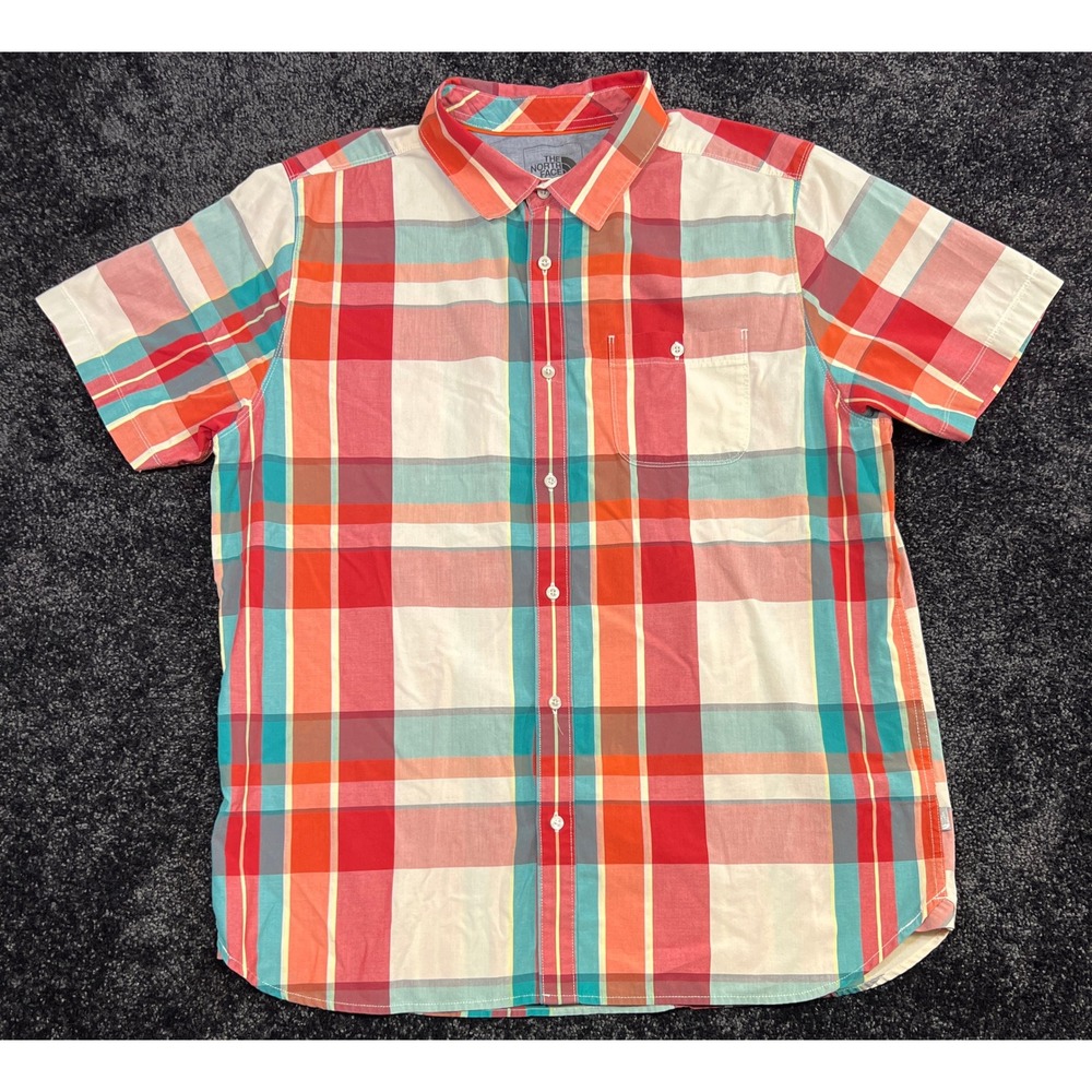 The North Face Plaid Shirt Mens XL Short Sleeve Button Front Casual Top